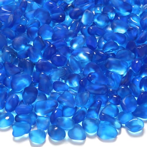 YATOJUZI Aquarium Gravel Fish Tank Rocks 0.85lb Sea Glass Stones for Crafts Decorative Frosted Glass Pebbles for Aquarium Fish Tank Vase Filler DIY Home Decor (Ocean Blue) - color: Ocean Blue