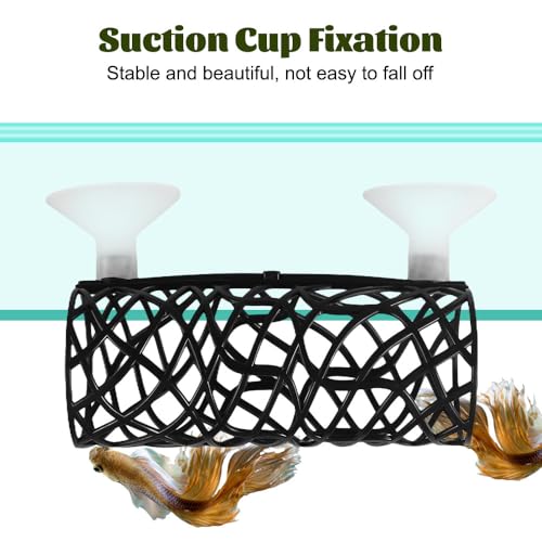 MiOYOOW Betta Fish Tunnel, Hollow Fish Resting Tube Suction Cup Mounting Fish Hide Shelter for Small Fish Shrimp Betta - color: Black