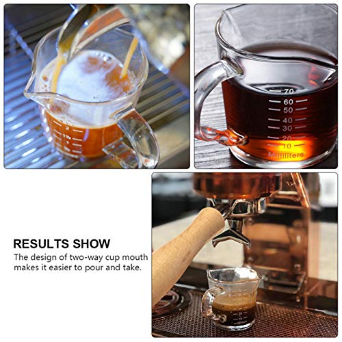 70ml Mini Glass Measuring Cup with handle 2 oz Shot Glass Espresso Jugs Measure Cup Glass Jigger Spirit Round Graduated Beaker Measuring Cup for Bar Party Wine Cocktail Drink Shaker Milk Coffee