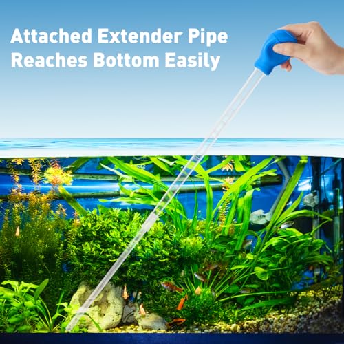 27.7IN Extra Long Turkey Baster for Aquarium (50ml, Blue) | Plastic Turkey Baster Long Syringe, Waste Remover for Aquarium Vacuum, Siphon for Fish Tank, Fish Waste Collector
