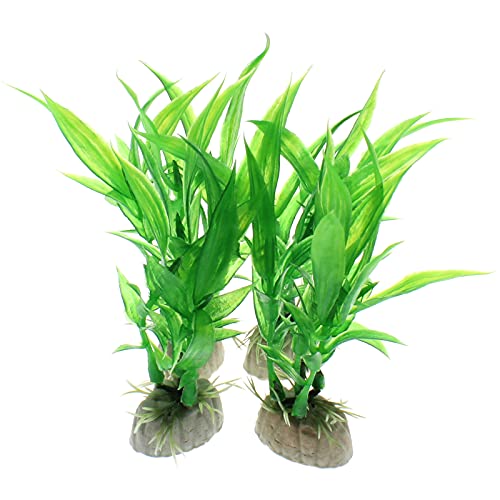 4 Pcs Green Artificial Plastic Plants Fish Tank Plants Fish Aquarium Decoration - color: Green