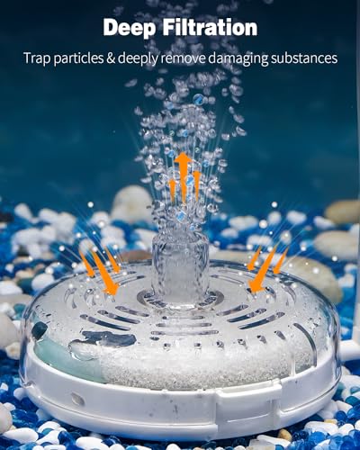 Pawfly Large Aquarium Sponge Filter, Internal Fish Tank Filter with Foam and Filter Balls Detachable Submersible Filter for 20-40 Gallon Fish Tanks (Air Pump Not Included) - size: Large