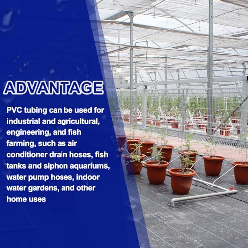 uxcell PVC Tubing, 7.5mm ID x 10mm OD - 13 Feet Long Clear Vinyl Water Pipe, Lightweight Plastic Flexible Water Pipe for Aquaponics, Air Hose, Irrigation