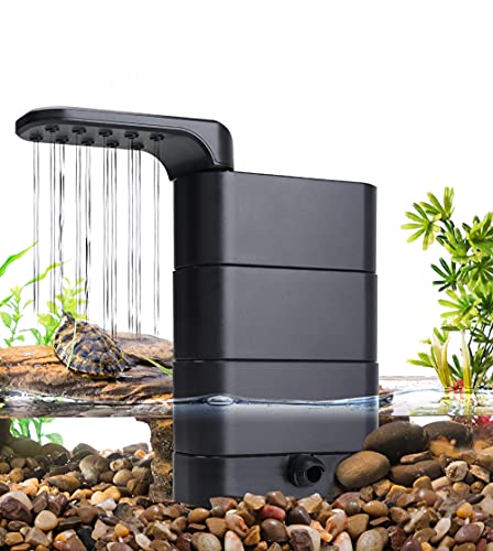 hygger 150GPH Turtle Filter with 2 Sponges Bio Ball, 3-in-1 Water Circulation Draining Bio Filtration Amphibian Tank Filter 5 to 35 Gallon for Reptile Frog