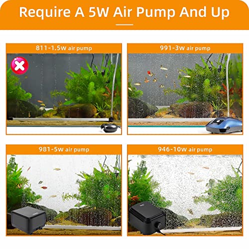 hygger Bubble Curtain Wall Aquarium Air Stone Kit, Fish Tank Air Bubbler Dissolved Oxygen Aerator Stone with Air Tubing Diffuser Fish Tank Decoration for Saltwater Freshwater 16-in