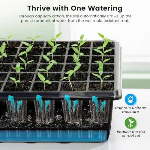 BAOSHISHAN Seed Starter Tray with Grow Light - 120 Cells Self-Watering | 24/7 LED Grow Light, 4'' Humidity Dome, Ideal for Herbs & Indoor Plants, Promotes Fast Germination, Durable Plastic Build