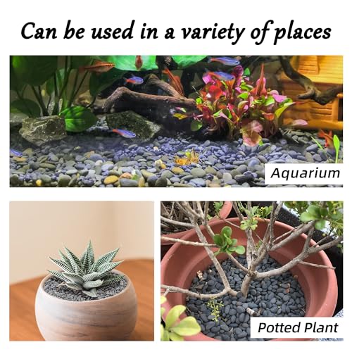 7lb Aquarium Gravel for Plants, Decorative River Rocks Pebbles for Succulents Cactus Outdoor Garden Landscaping, Plant Rocks Natural Small Drainage Rocks Gravel for Fish Tank Vases Terrarium - color: Black-Small, size: 7lb