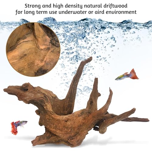 kathson Natural Driftwood for Aquarium Decor, 3-Piece 7''-11'' Large Driftwood for Decorations on Fish Tank, Reptiles Bearded Dragon Terrarium Ornament Accessories or Air Plants