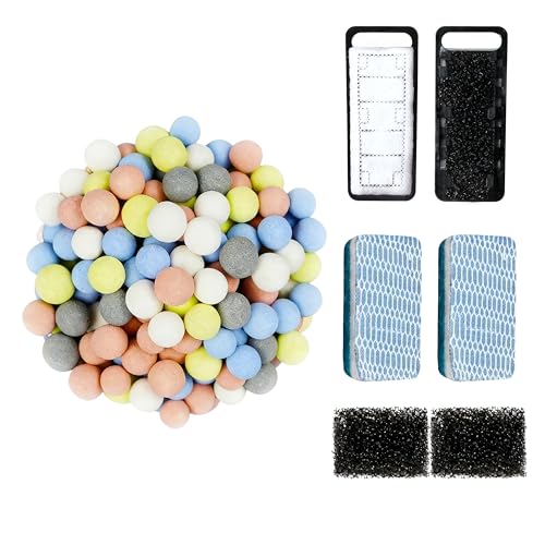 2 Pack Aquarium Filter Media, Including 8D Pad, Pre-Filter Sponge, Bio Sponge, Bio Balls, for Small Filter