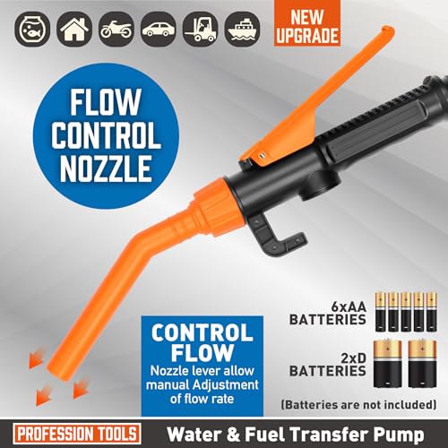 Portable Fuel Transfer Pump - 2.4 GPM Battery Powered Siphon Pump,Siphon Pump for Gasoline,for Fuel, Oil & Water, with Powerful Suction Ergonomic Nozzle 39 Inches Hose（Orange） - color: Orange