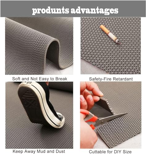 PVC Drainage Floor Mat 3X10 FT Non-Slip Commercial Wet Area Mat for Outdoor and Indoor Restaurant Kitchen Bar Swimming Pool Splash Matting Water Drain Flooring Mat,Grey - size: 3X10FT