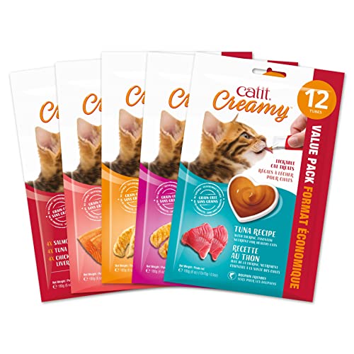 Catit Creamy Lickable Cat Treat, Healthy Cat Treat, Chicken & Shrimp, 12 Pack, 0.5 Ounce (Pack of 12) - size: 0.5 Ounce (Pack of 12)