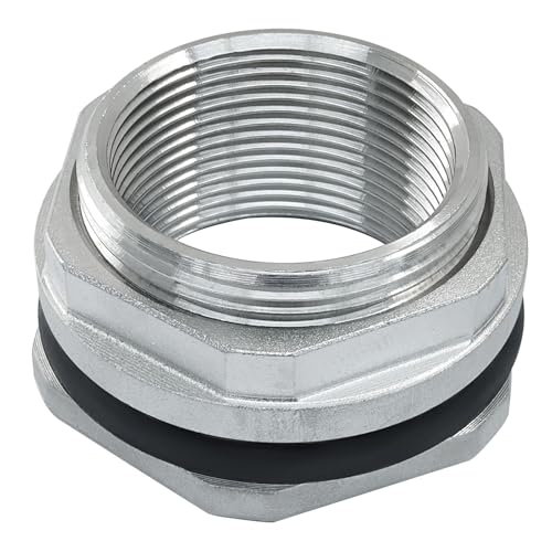 Murtenze 1.5" Bulkhead Water Tank Connector, Stainless Steel Water Tank Fitting Thru-bulk Adapter, Water Pipe Connector for Rain Barrels/Aquariums/Water Tanks - size: 1.5 Inch