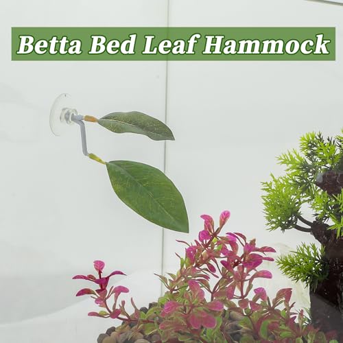 Betta Fish Bed, Betta Leaf Bed, Plastic Betta Hammock, Betta Hammock Pad w/Suction Cup, Betta Fish Resting Place Betta Fish Supplies Aquarium Decor, Green - color: Green