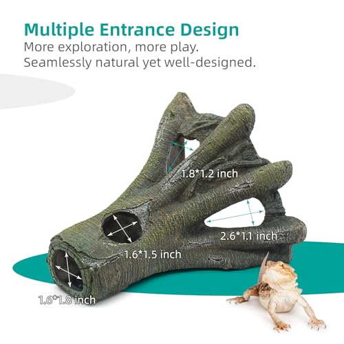 Aquarium Decor Corner Tree Stump Trunk Hollow Betta Cichlid Cave Rocks, Reptile Tank Accessories Climing Ramp for Reptiles, Amphibians, Leopard Gecko, Snake, Lizard, Frogs, Fish - style: Type-D