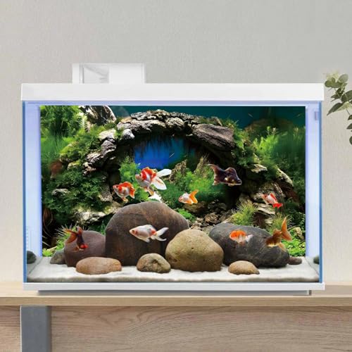 AWERT 72x18 inches Arch Stone Aquarium Background River Bed & Lake Aquarium Vinyl Background Aquatic Plant Fish Tank Background - size: 72x18in/180x45cm