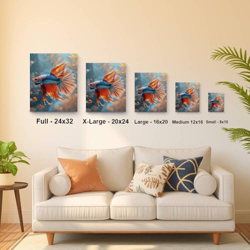 CanvasWis Betta Fish Garden Exotic Vintage Art Design 2 Printed Canvas Wall Art For Family Home Decor Living Room Bathroom Bedroom Gifts Wall Decor Keepsakes Ready to Hang - color: Design 2, size: Medium(12x16in)