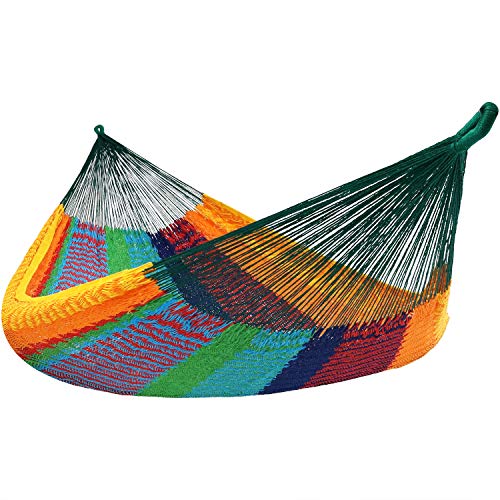 Sunnydaze Handwoven XXL Thick Cord Mayan Double Hammock for Outside - 625-Pound Capacity Heavy-Duty Outdoor Hammock - Multicolor - color: Multi-color