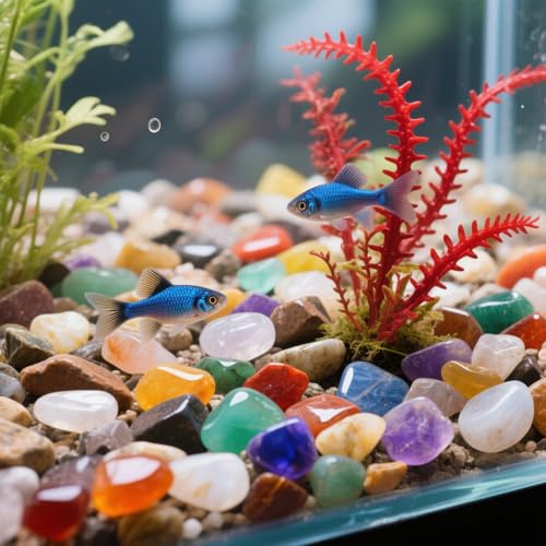 0.96LB Aquarium Gravel Natural Pebbles Crushed Stones Polished Bulk Irregular Shaped Succulent Rocks Vase Filler Fish Tank Decorative - Colorful - color: Colorful Agate