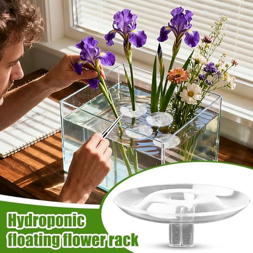 10Pcs Clear hydroponic plants Floating Floral Holder Simple Creative Flower Bowl Stem Holder Plant Display Home Decoration (Large,7*2.6cm) - color: Large,7*2.6cm