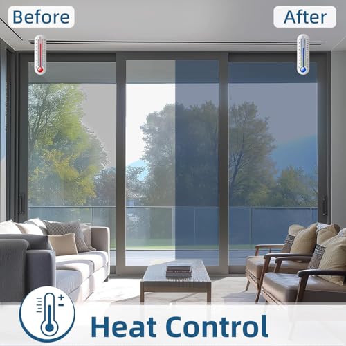 DUOFIRE One Way Window Film Privacy See Out Not in Heat Blocker Window Tint Reflective Windows Tinting Film for Home Static Cling Anti-UV Sun Blocking Windows Covering（Black, 11.8x78.7in） - color: Black-silver, size: 11.8 x 78.7 in
