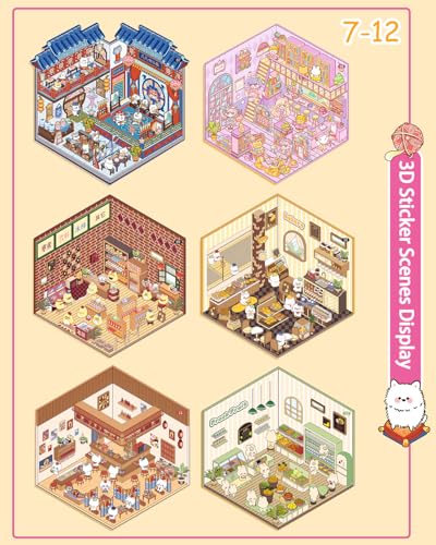 3D Sticker Scene Book for Adults, 20pcs DIY House Stickers Therapy Stress Relief DIY Craft with 2 Tweezers, Creative Funny Gift for Christmas - color: B1-box-20sets