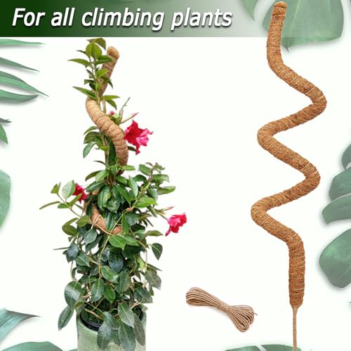 Moss Pole for Plants Monstera, 59 Inch Tall Bendable Moss Poles for Climbing Plants Indoor, Large Handmade Plant Pole Sticks, Coco Coir Plant Support Stakes for Potted Plants, Pothos - color: 59 Inch