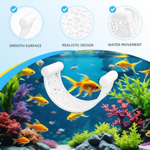 White Betta Fish Hammock,Betta Fish Tank Accessories Decorations,Safe Floating Aquarium Rest Ledge for Bettas,Nano Fishs,Small Fish Shrimp (White) - color: White
