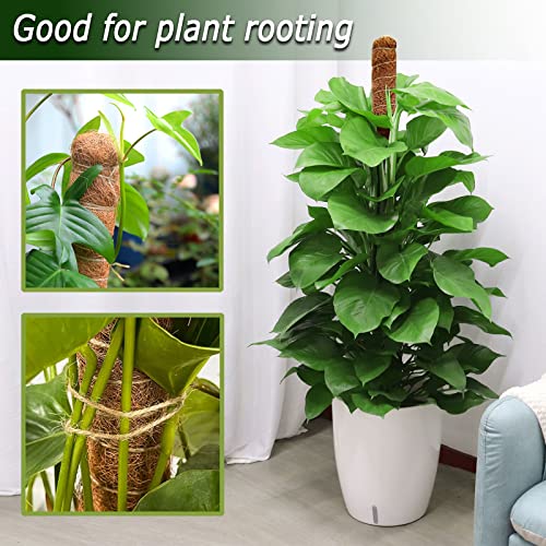 Soupiar 2-Pack 28" Bendable Moss Pole for Monstera, Rust-Free Aluminum Core Plant Support Stakes, Sturdy Stakes to Train & Grow Indoor Climbing Plants Upright (13.2ft Jute Rope Included) - color: 2 × 28 Inch