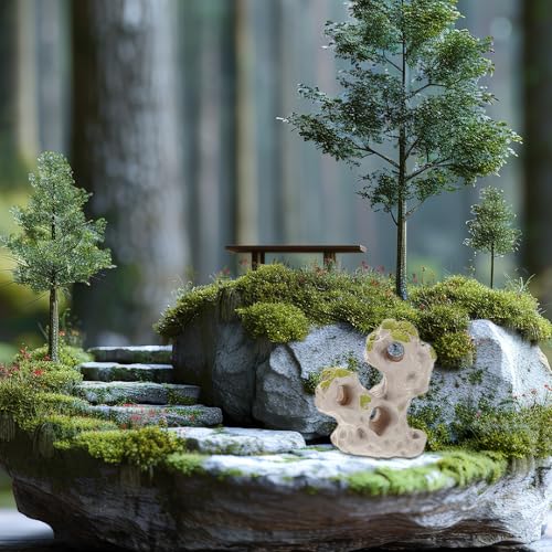Veemoon 14 Pcs Miniature Rockery Ornaments, 1.69 Inch Grey Resin Stone, Fish Tank Aquarium Fairy Garden Bonsai Terrarium Landscape Decor
