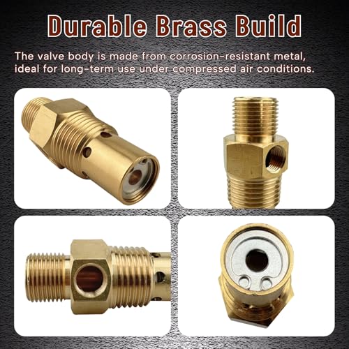 Air Compressor Check Valve Fit for Campbell Hausfeld 1/2" Male NPT Tank x 3/8" Compression Tube x 1/8" NPT Unloader Port Brass One-Way Flow Control Valver Replace One-way