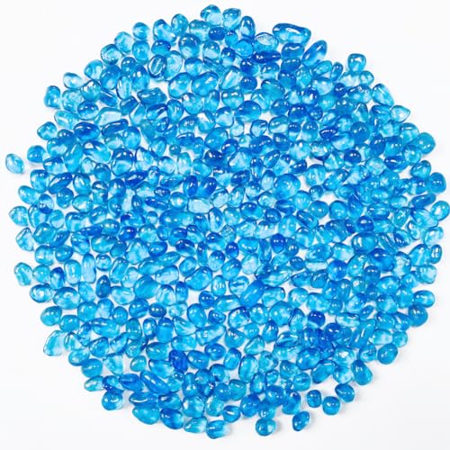 0.88LB Blue Fish Tank Gravel Aquarium Glass Stones Sea Glass Pebbles Aquarium Gravel Rocks Fish Tank Rocks, Beads Pebbles Rock Sand Glass Gems Stones for Vase Filler Fish Turtle Tank Decoration - color: Blue