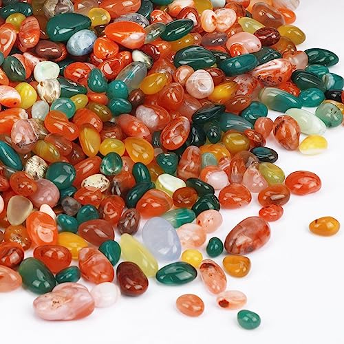 gemshan 2lb Agate Chips Natural Crushed Tumbled Stone Bulk 7mm-9mm Healing Stone for Aquarium Vase Plant Decoration Jewelry DIY (Colorful agate) - color: Colorful agate