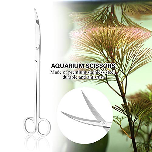 Stainless Steel Aquarium Plant Scissors, Wireless Trim Tool for Fish Tank, Precision Curved Scissors with Ergonomic Grip for Trimming Foreground Aquatic Plants (Bend Shear)