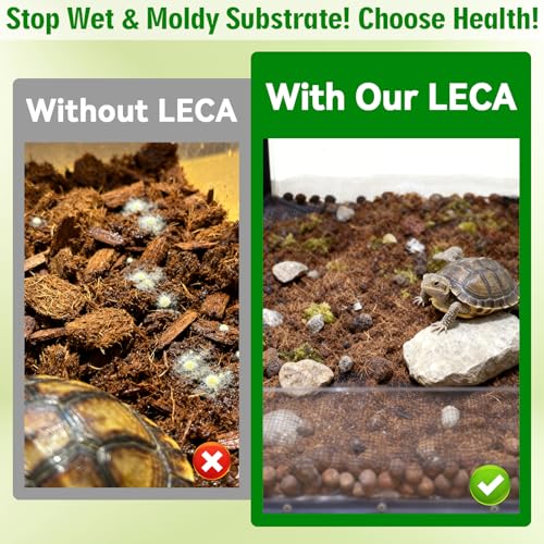 8QT Leca Clay Pebbles for Reptile Substrate - Organic Expanded Clay Balls for Bioactive Terrarium Drainage Layer & False Bottom, Lightweight Hydro Balls for Leopard Gecko, Tortoise, Frog