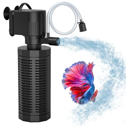 Aquarium Internal Filter for 20-50 Gallons, Ultra-Quiet Fish Tank Filter Biochemical Filtration 320GPH Powerful Pump Submersible Aquarium Filter Tank Clear Air Supply (13W Filter) - size: 13W Filter