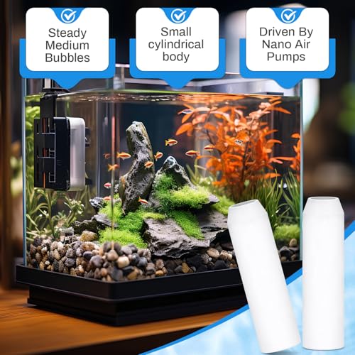 Havawish 20 Pcs Aquarium Artificial Air Stones Bulk 1.4" L x 0.4" D Bubble Release Tool Compatible with BiOrb and Biube Fish Tanks Filter Replacement Kit Accessories