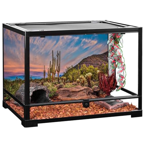 AWERT 30x18 inches Terrarium Background Blue Sky Cloud Huge Cactus Oasis Gobi Reptile Habitat Background Vinyl - size: 30x18in/75x45cm
