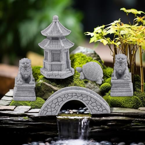 ZORZA 1Set Mini Chinese-Style Sandstone Figurines Enchanting Garden Bridge for Fairy Gardens Mini Zen Garden Decor Miniature Garden Accessories for Bonsai Terrariums Fish Tanks Decorations