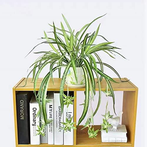 GBESTWOOW Artificial Spider Plant Hanging Vine Fake Greenery for Home Garden Office Wedding Decoreation 2pcs - size: 25 inch