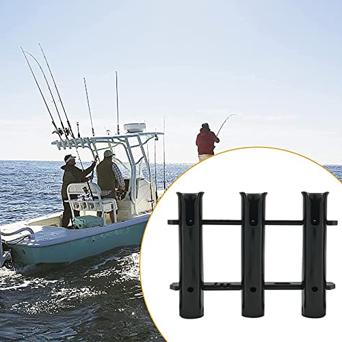 ISURE MARINE Fishing Rod Holder Bracket Wall Mounted Boat Side Mount Tool Holder Tube Links with Screws 2/3/4/6 Pole Tube (White/Black) - color: 3-Link Black