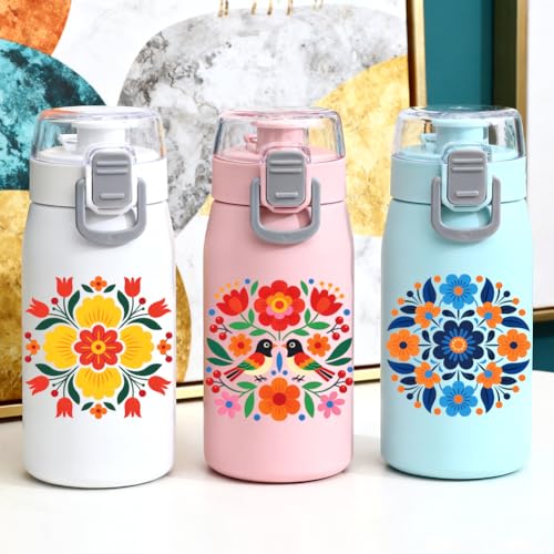 Peacoblue 18 Sheets Rub on Transfers for Crafts, Mexican Flowers 3.6"x3.9" UV DTF Cup Wraps Waterproof Cold Transfers Stickers for Wood Glass Metal Cup Tumblers Mirrors Mugs Home Decor - style: Mexican Flowers