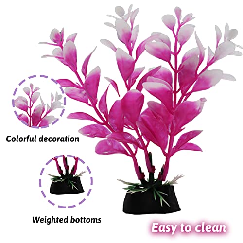 Aquarium Decorations Plants with Rockery View, 25pcs Aquarium Decor Plants and Rock Cave Hideout Ornaments, Fish Tank Accessories, Fish Tank Plants Plastic Decoration for Aquariums