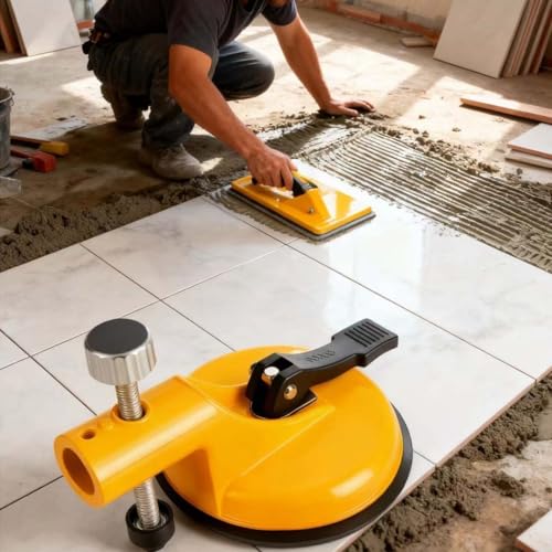 Floor Suction Cup Tool For Seam-Joining Leveling, Adjustable Height Setter Aluminum Alloy Wall for tile Leveler, 118Mm Suction Cup Leveler (1pcs)