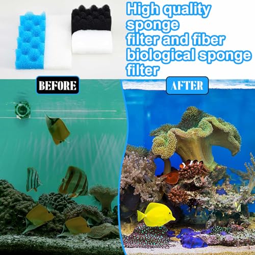 38 Pcs Aquarium Filter Media Kit Compatible with Fluval 306/307, Canister Maintenance Replacement Including 24 Foam Pad, 2 500g Ceramic Rings, 4 Filter Bags, 6 Activated Carbon, 2 Grease