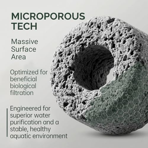 Sukh Ceramic Rings for Aquarium Filter – 1.6cm Porous Bio Media, 15oz Fish Tank Filtration Replacement for 20–55 Gallon Canister & Pond Systems, Includes 2 Media Bags for Freshwater Saltwater Setup - color: Black, size: 15oz