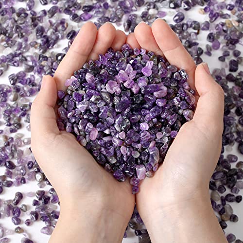 MAIBAOTA Natural Amethyst Crystal Quartz Rocks Chips Vase Filler Rocks for Succulent Plant Small Fish Tank Aquarium Gravel Decorative Pebbles Stones(200 gram) - color: Purple-amethyst, size: 0.45 Pound