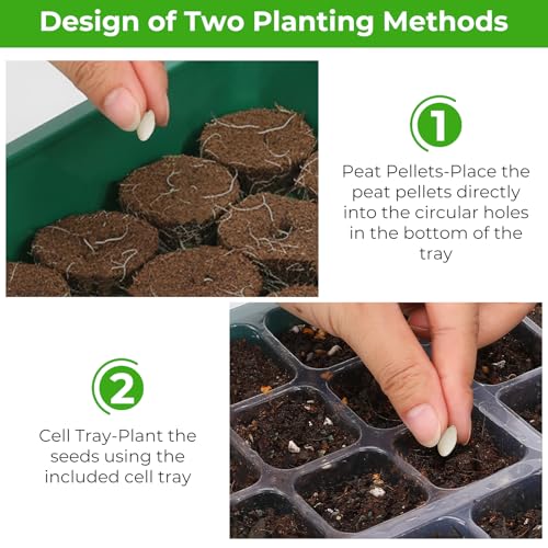 Seed Starter Tray with Grow Light, 6pcs Seed Starter Kits with Light and Humidity Domes, Timing Controller & Adjustable Brightness & 3 Light Mode, Indoor Seedling Starter Plant Germination Trays