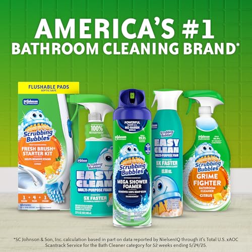 Scrubbing Bubbles Toilet Bowl Wand Cleaner Refills, Fresh Brush Heavy Duty Cleaner Toilet Refill Pads, Removes Limescale & Odors, Citrus Scent, 8 Count (Pack of 8) - size: 8 Count (Pack of 8)