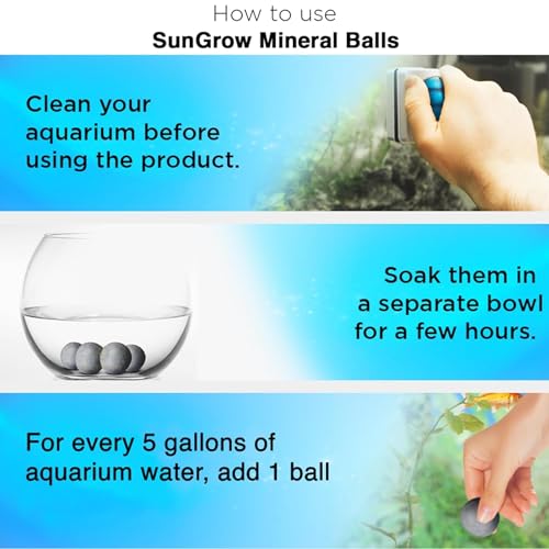 SunGrow Shrimp Aquarium Decor Balls, Freshwater Tank Ornamental Stones, Shedding Assistance, Tank Enhancement, Ideal for Crayfish, Lobsters, and Snails 0.4", 20 Pcs